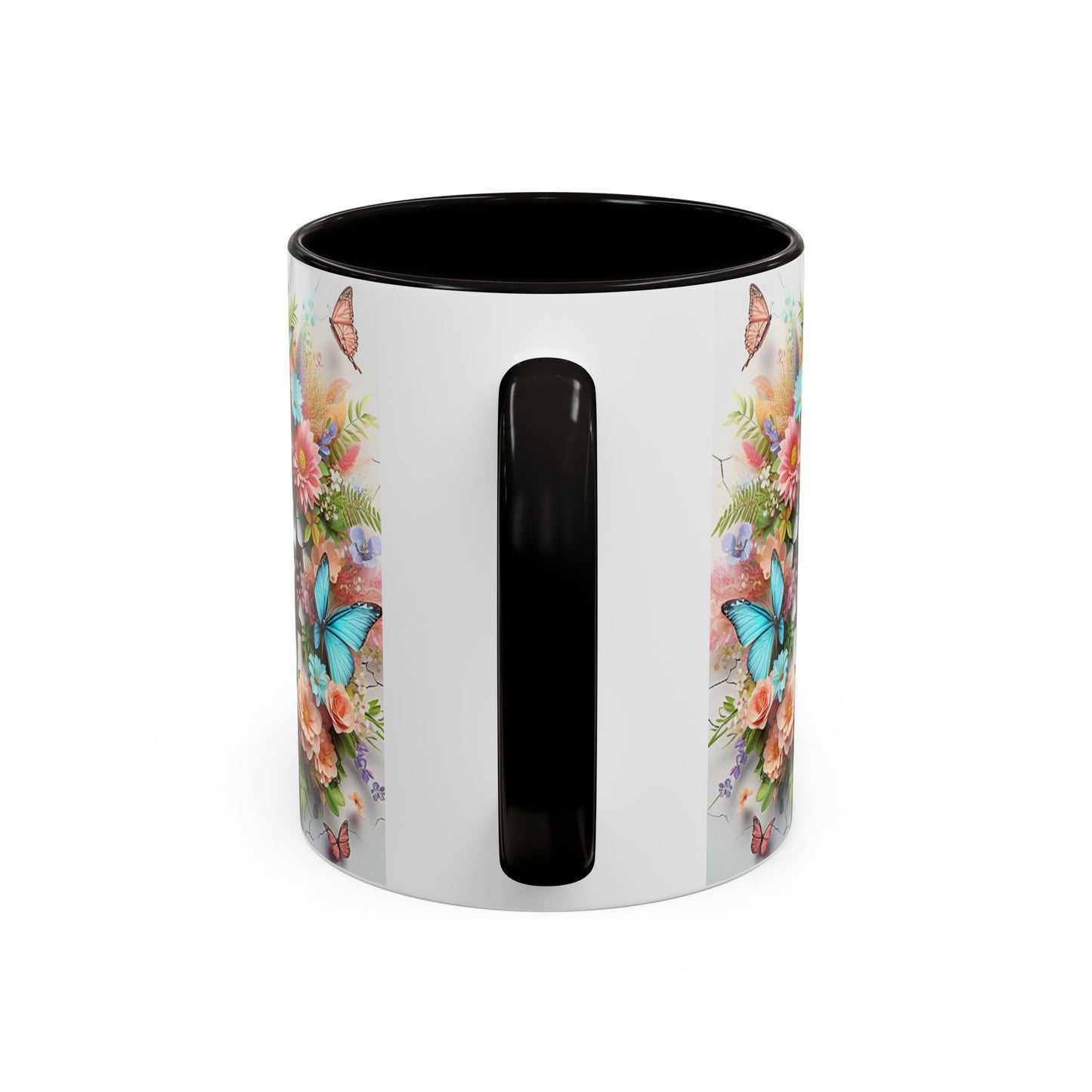 Mug Dalmatien Kawaii – Tasse Chiot Dalmatien avec Fleurs Pastel et Papillons Bleus – Cadeau Amoureux des Chiens 325ml