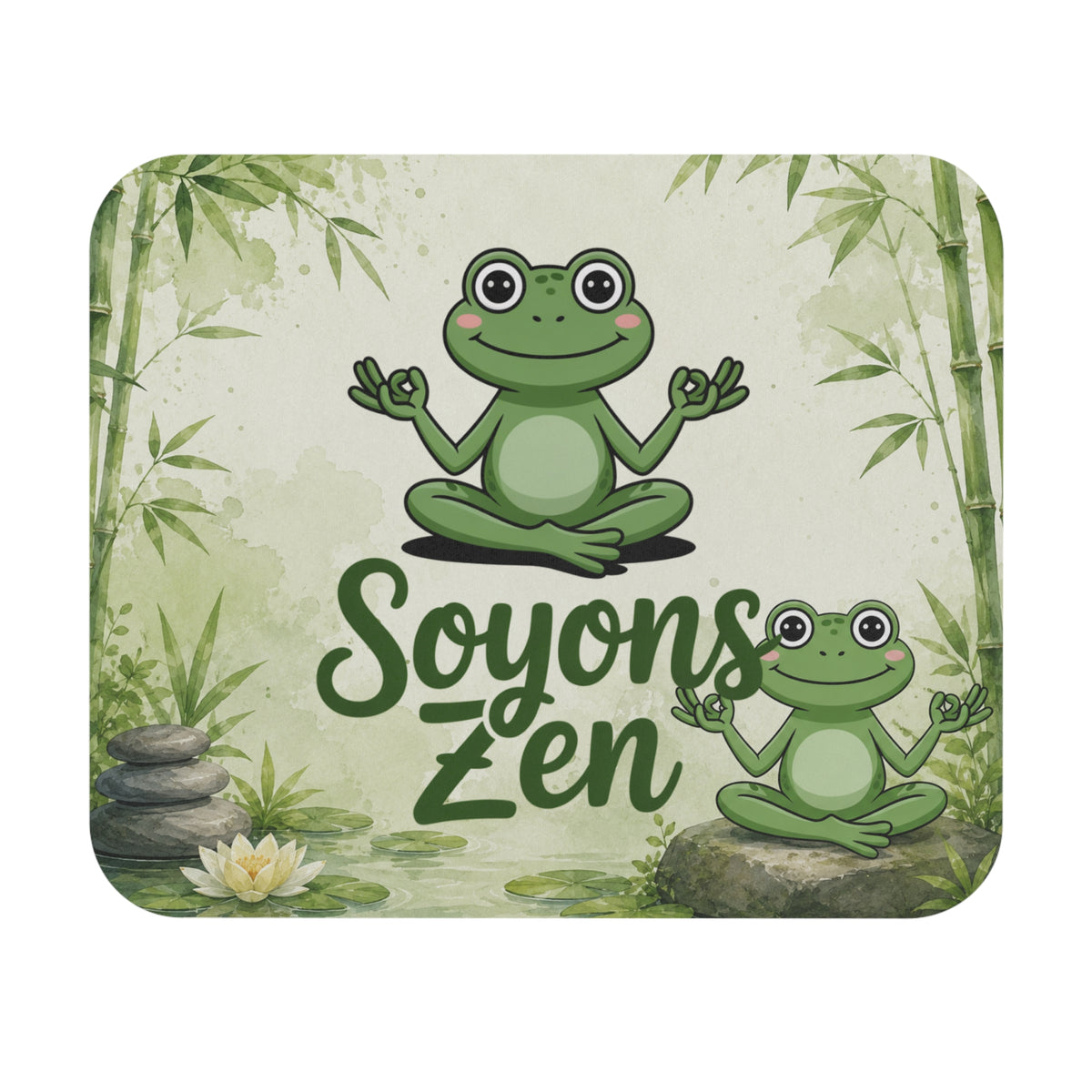 Tapis de Souris 22x18cm Soyons Zen Grenouille Méditation Cadeau Humour Homme Femme Relaxation Yoga Zen Bureau Gaming
