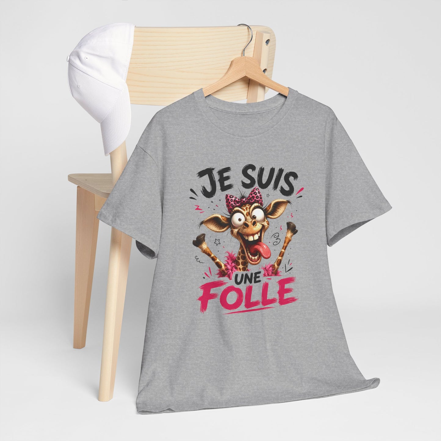 Tee-Shirt Femme Je Suis Une Folle – Girafe Folle Cartoon Humoristique – Cadeau Femme Drôle