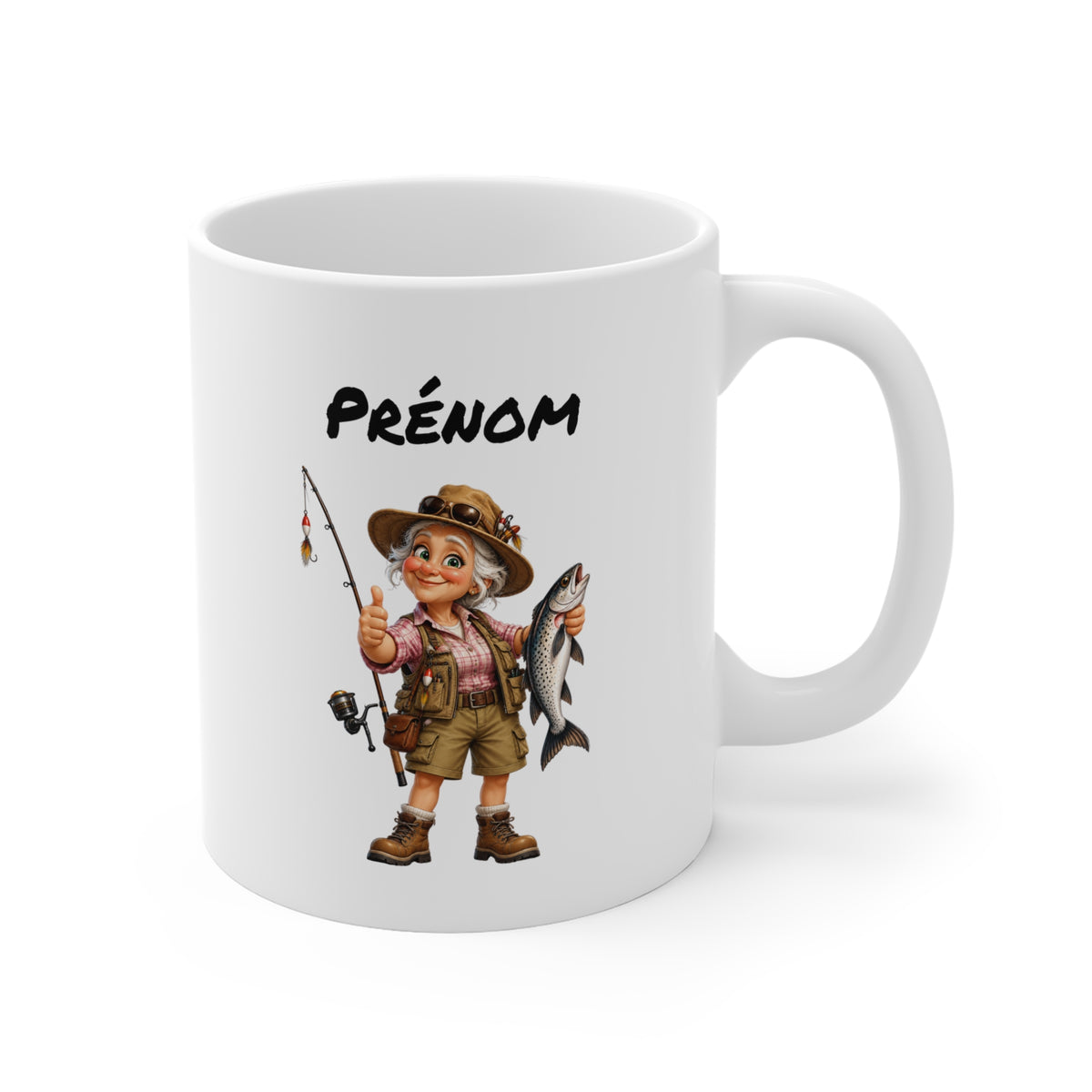Mug Pêcheuse Personnalisable avec Prénom – Femme – Tasse Passion Pêche – Cadeau Original Personnalisé pour Pêcheuse