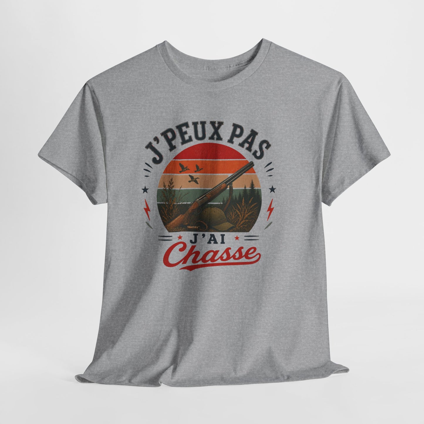T-Shirt J’Peux Pas J’Ai Chasse – Tee Shirt Humour Chasseur Vintage – Cadeau Passion Nature Homme