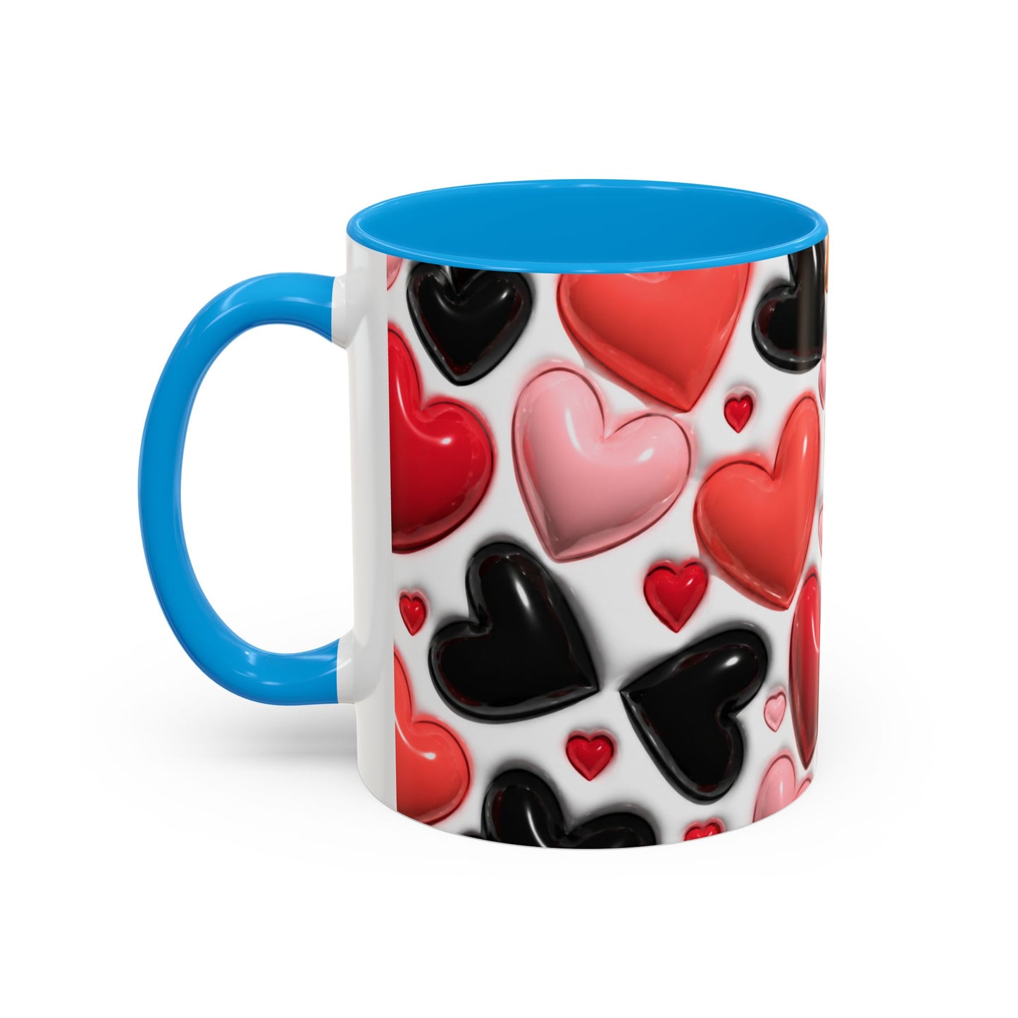 Mug Love Cœurs – Tasse Romantique Motif Cœurs Rouges Roses Noirs – Cadeau Couple Amour Saint Valentin Femme Homme Céramique 325ml