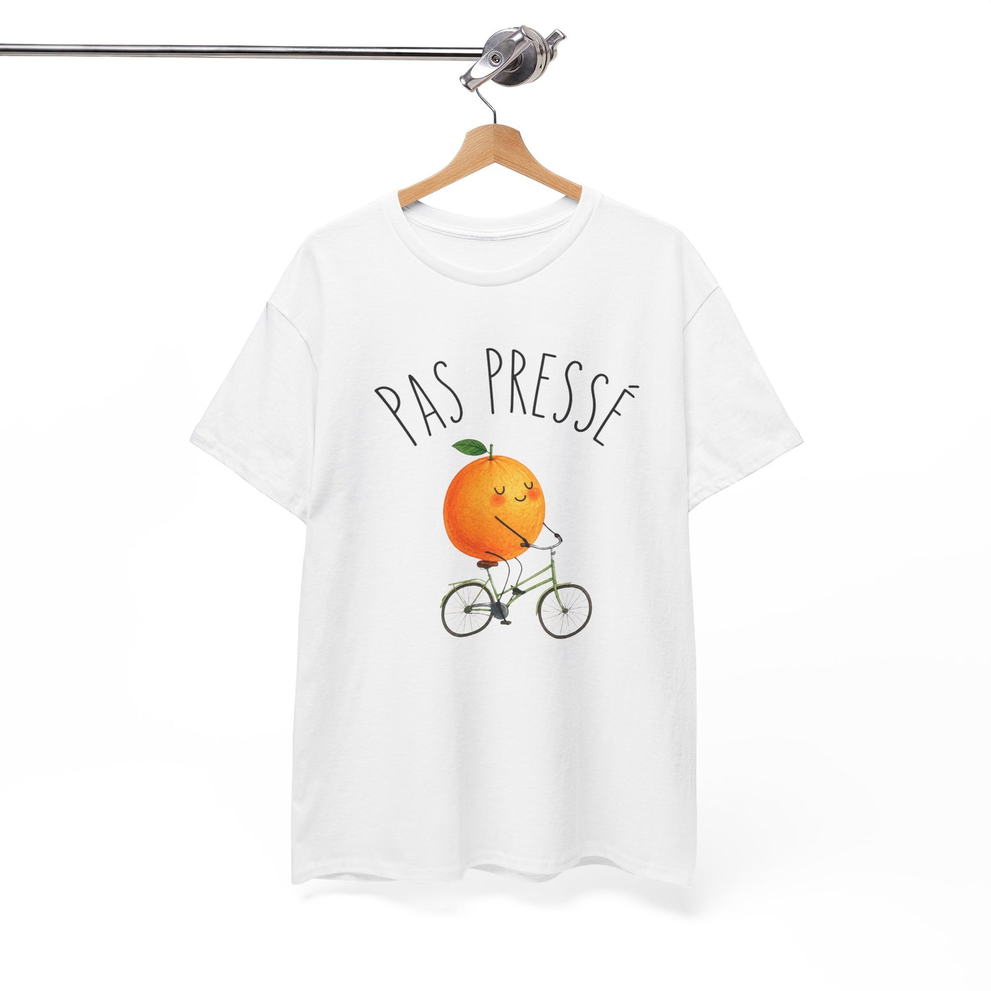 Tee Shirt Pas Pressé Orange à Vélo – T-Shirt Humour Fruit Mignon – Cadeau Homme Femme Original