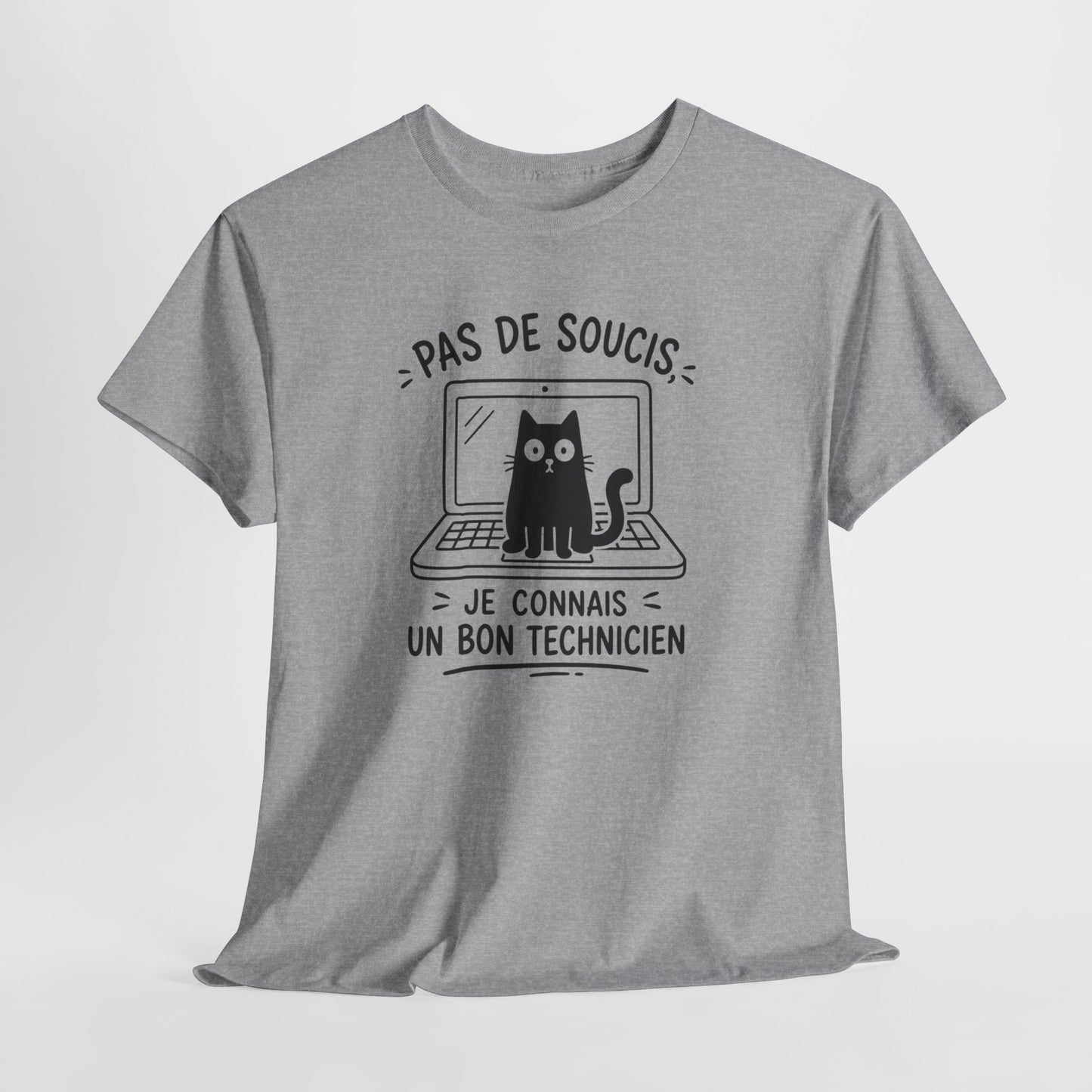 Tee-Shirt Informatique Homme et Femme – Chat Ordinateur Technicien Informatique – Cadeau Original Geek Informaticien Dépannage PC