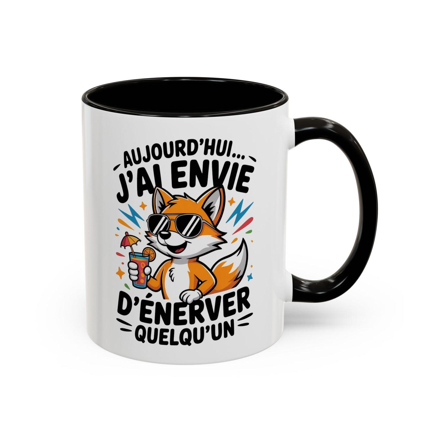 Mug Renard Humoristique – Tasse Animal Drôle Citation Fun – Cadeau Original Humour – Céramique 325ml Noir Bleu Rouge
