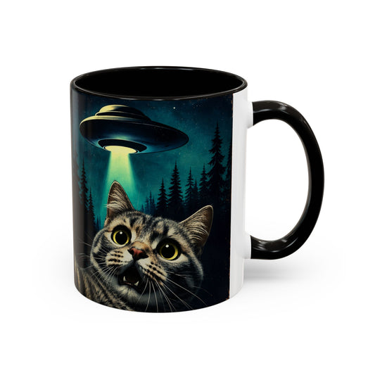 Tasse Chat Extraterrestre – Mug OVNI Vintage Humour – Cadeau Science Fiction Homme Femme 325ml