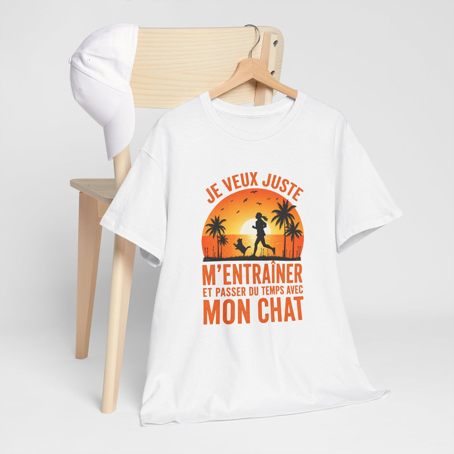 T-Shirt Femme Running avec Chat – Course à Pied Jogging Sport – Cadeau Coureuse Amoureuse des Chats