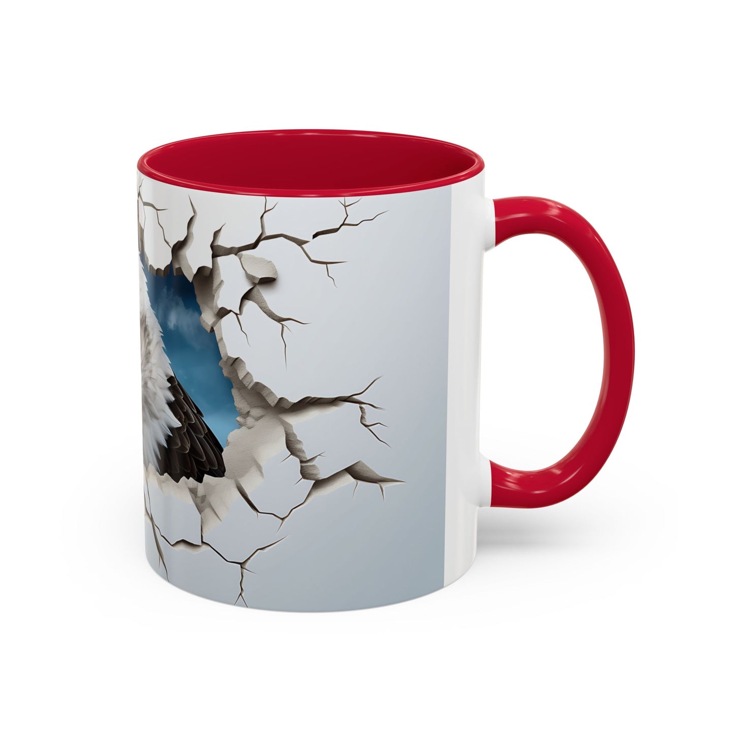 Tasse Aigle 3D Réaliste – Mug Tête d’Aigle Effet Mur Cassé – Illustration Animal Sauvage USA 325ml