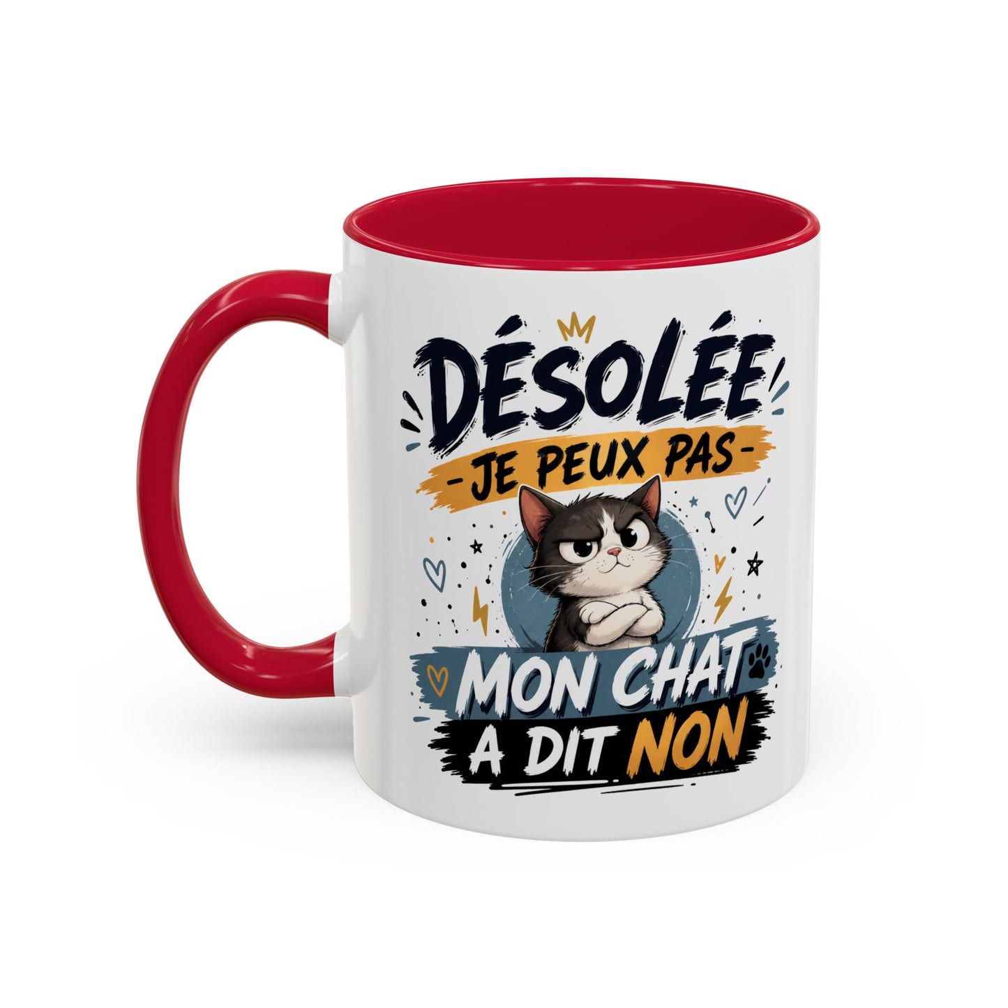 Tasse Désolée Je Peux Pas Mon Chat A Dit Non – Mug Humour Chat Mignon – Cadeau Amoureux des Chats 325ml