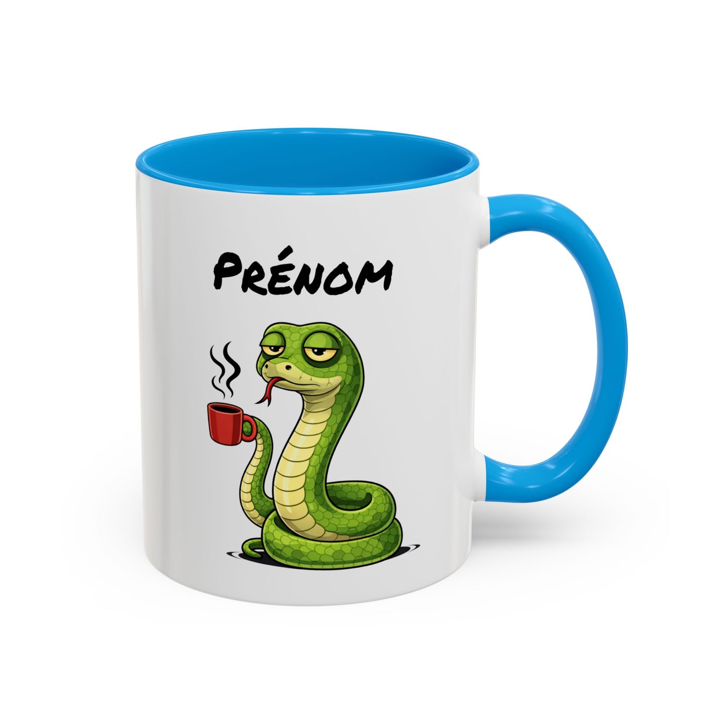 Tasse Serpent Fatigué avec Café – Mug Humour Reptile – Illustration Animal Mignon 325ml