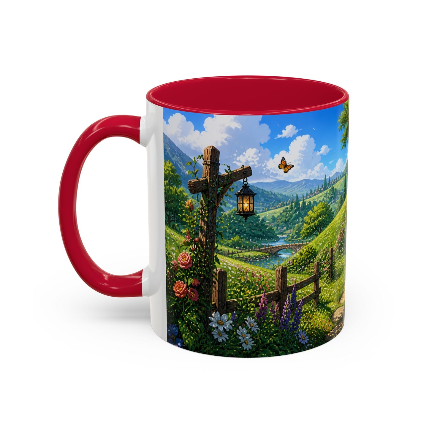 Tasse Maison Hobbit – Mug Cottage Fantastique avec Jardin Fleuri et Paysage Nature – Ambiance Fantasy 325ml