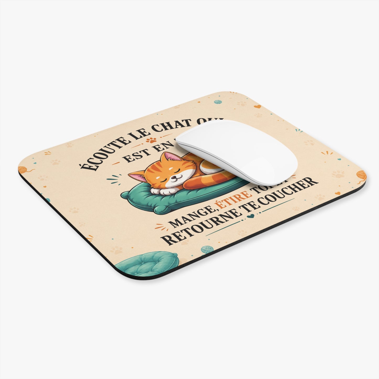 Tapis de Souris 22x18cm Écoute le Chat Qui Est en Toi – Humour Chat – Cadeau Drôle pour Amoureux des Chats