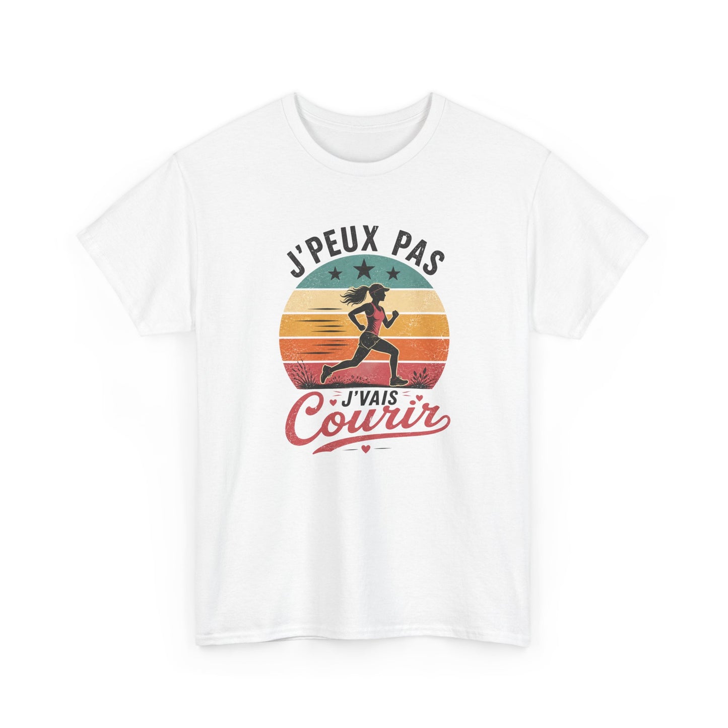 T-Shirt Running Femme Humour – J’Peux Pas J’Vais Courir – Tee Shirt Course à Pied Vintage Sport