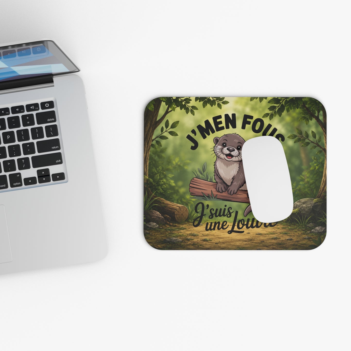 Tapis de Souris 22x18cm J’M’en Fous J’suis une Loutre – Cadeau Humour Loutre Homme Femme – Design Animal Mignon Kawaii – Accessoire Bureau Gaming