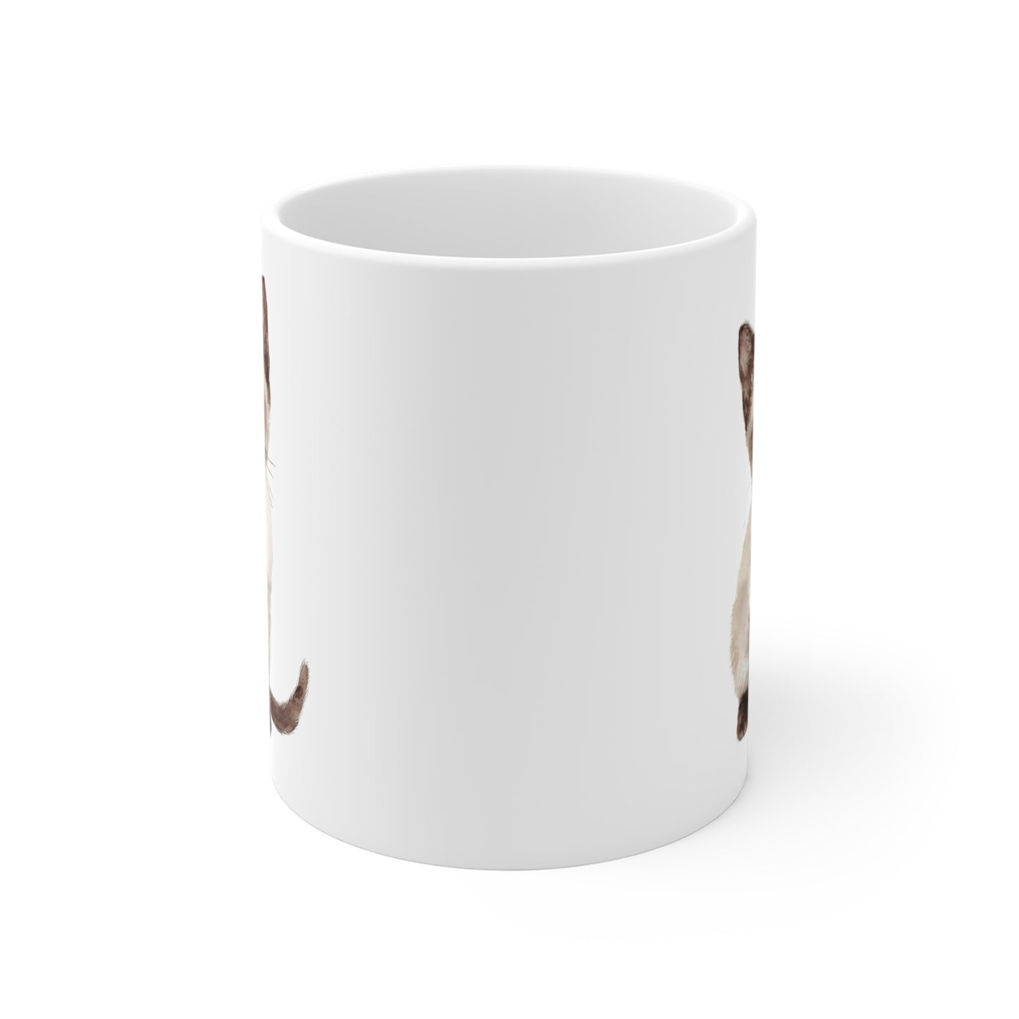 Tasse Chaton Siamoise Aquarelle – Mug Céramique 325 ml – Cadeau Mignon pour Amoureux des Chats