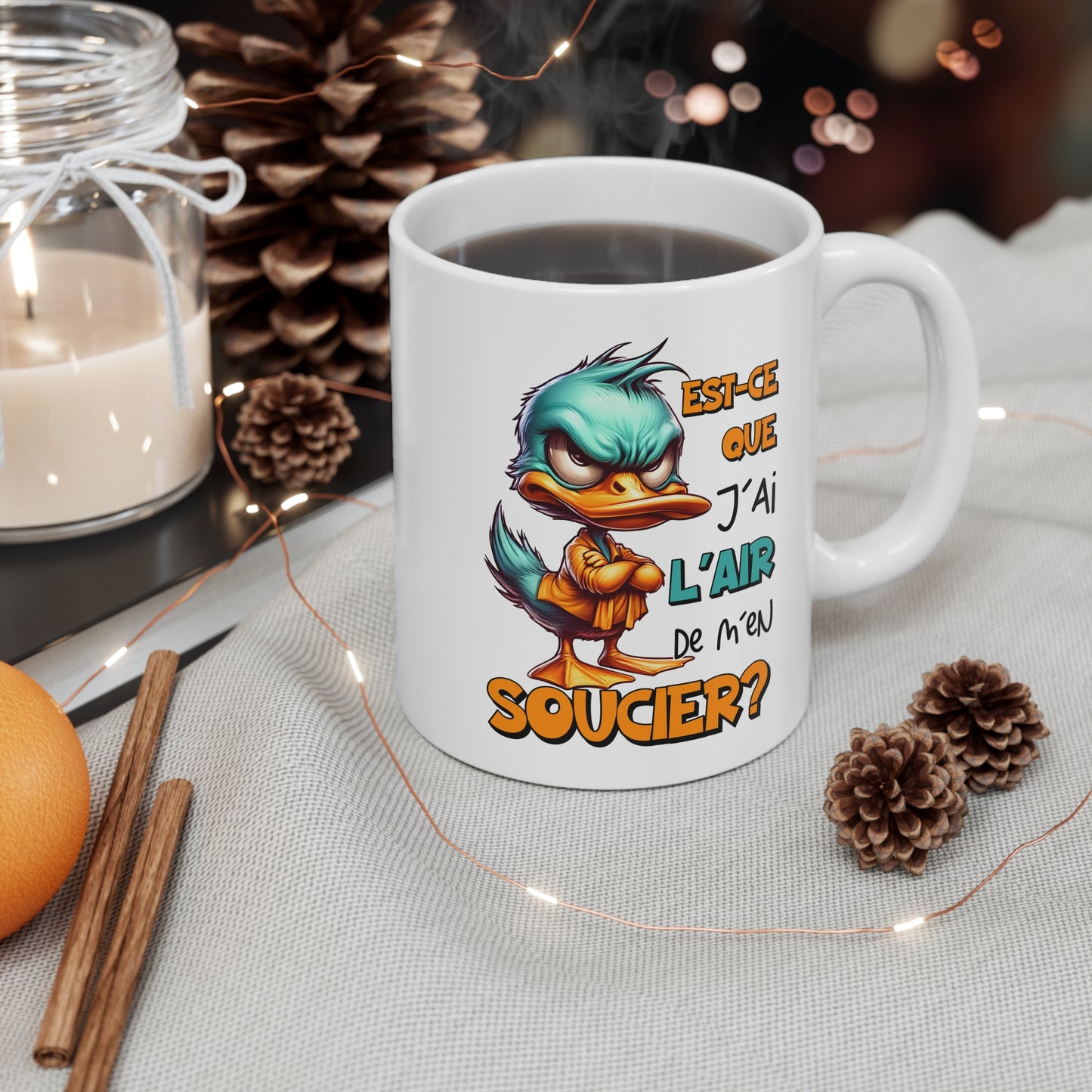 Tasse Est-Ce Que J’Ai L’Air De M’en Soucier – Mug Humour Canard Sarcastique – Cadeau Homme Femme 325ml