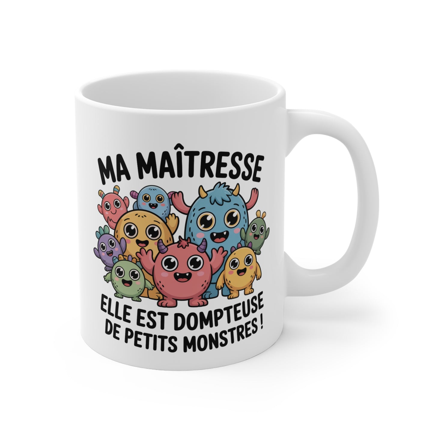 Mug Maîtresse Humoristique – Dompteuse de Petits Monstres – Tasse Cadeau École Enseignante