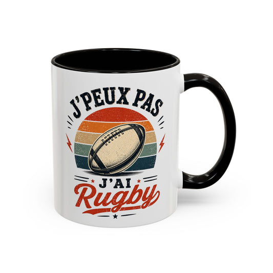Tasse J’Peux Pas J’Ai Rugby – Mug Rugby Vintage Humoristique – Cadeau Rugbyman Homme Femme 325ml