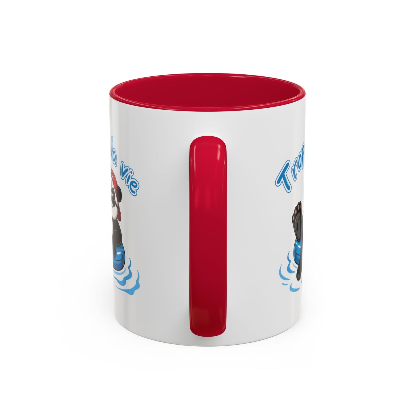 Mug Panda Relax Humour – “Trop Dure La Vie” – Tasse Panda Bouée Cocktail Vacances – Cadeau Drôle Homme Femme – Céramique 325ml Noir Bleu Rouge