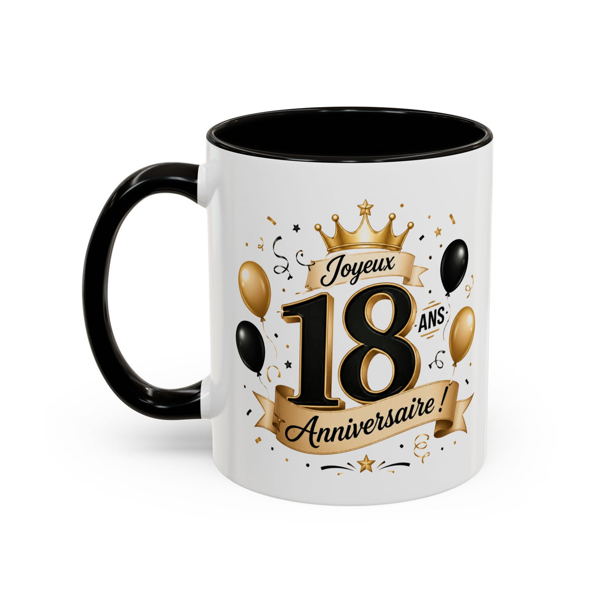 Mug Joyeux 18 Ans – Tasse Anniversaire 18 Ans – Cadeau Original pour Femme Homme – Idée Cadeau 18e Anniversaire Noir Bleu Rouge