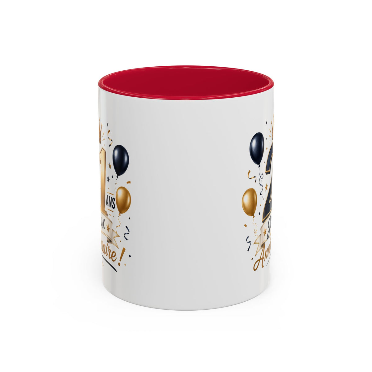 Mug Joyeux 21 Ans – Tasse Anniversaire 21 Ans – Cadeau Original pour Femme Homme – Idée Cadeau 21e Anniversaire Noir Bleu Rouge