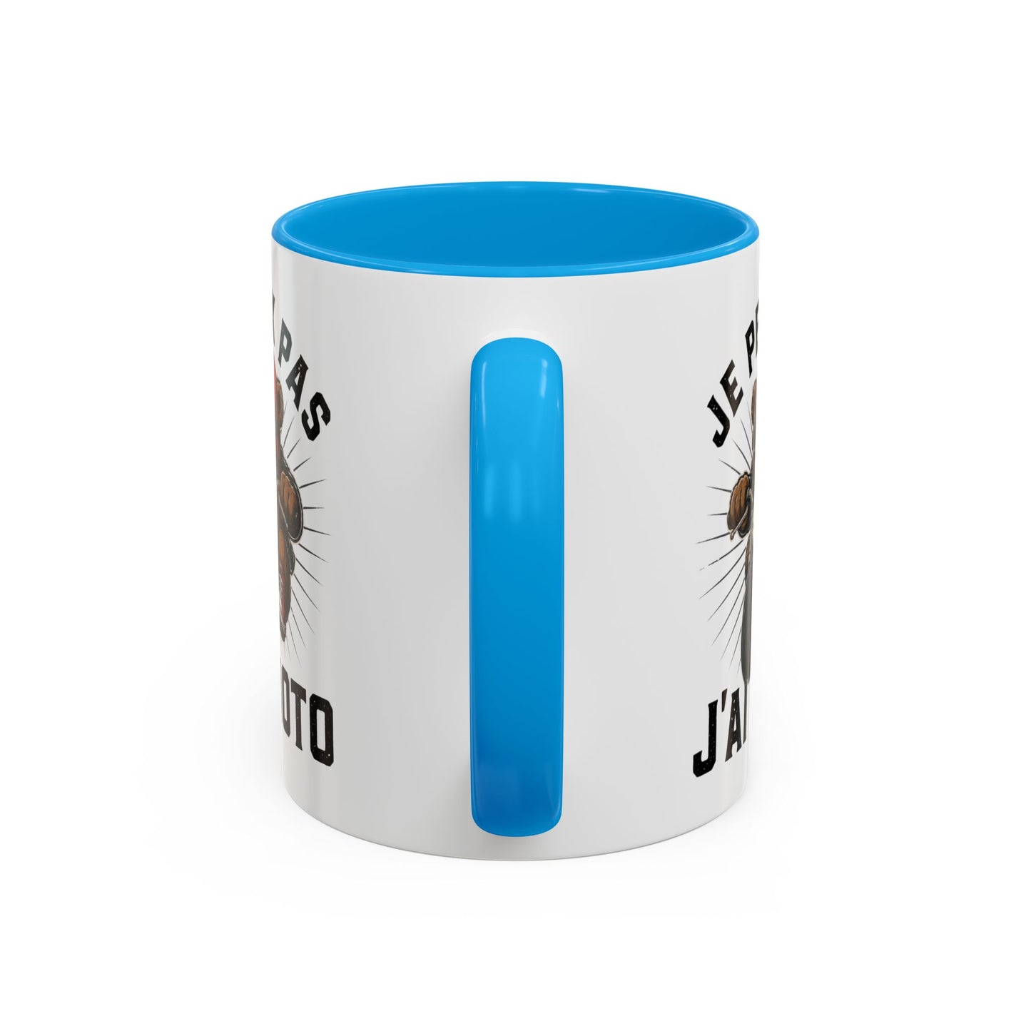 Mug Je Peux Pas J’ai Moto – Tasse Ours Motard Drôle Vintage – Cadeau Original Passionné de Moto et Biker – Céramique 325ml Noir Bleu Rouge