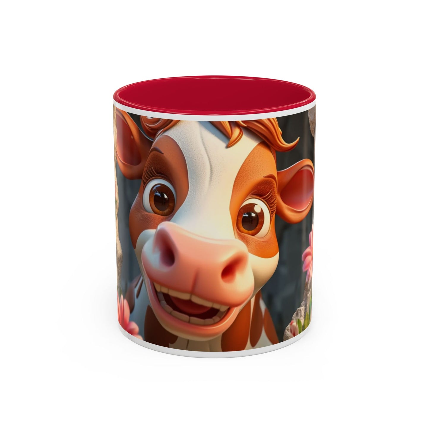 Mug Vache Kawaii – Tasse Vache Mignonne Cartoon avec Fleurs – Cadeau Animaux Ferme Cute 325ml