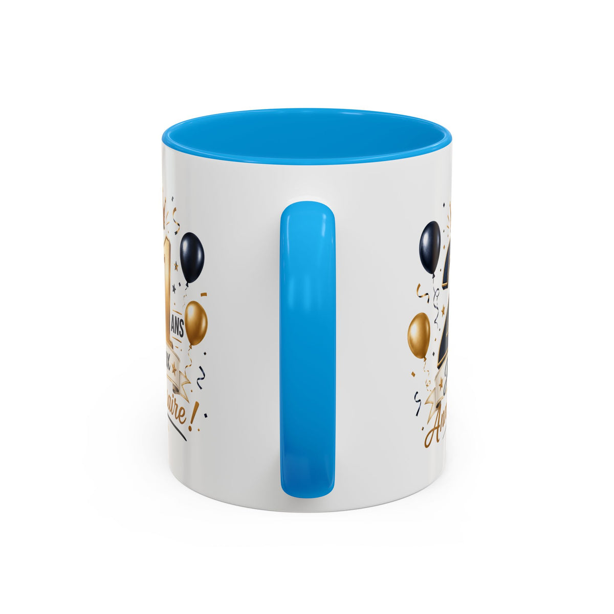 Mug Joyeux 21 Ans – Tasse Anniversaire 21 Ans – Cadeau Original pour Femme Homme – Idée Cadeau 21e Anniversaire Noir Bleu Rouge