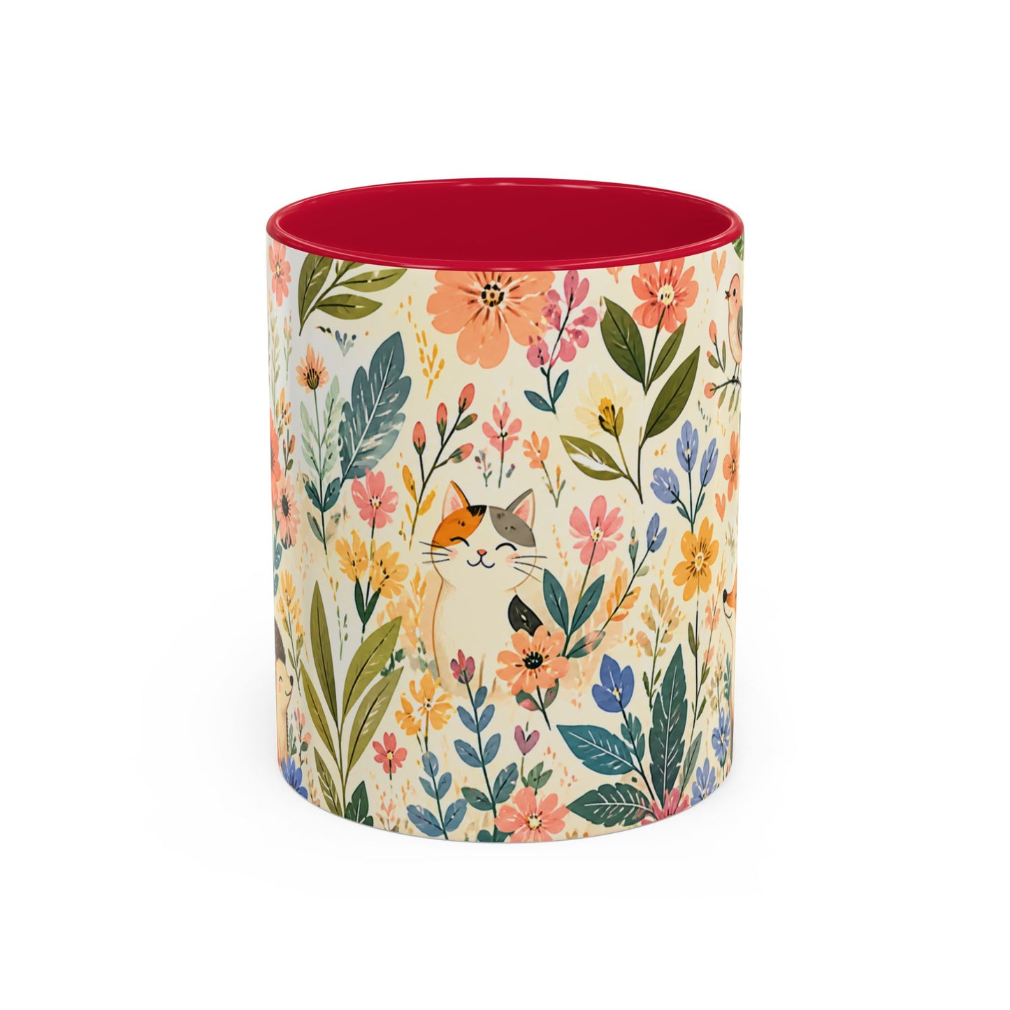 Mug Animaux Mignons Forêt Fleurie – Tasse Renard Chat Lapin Hérisson – Cadeau Nature Femme Enfant 325ml