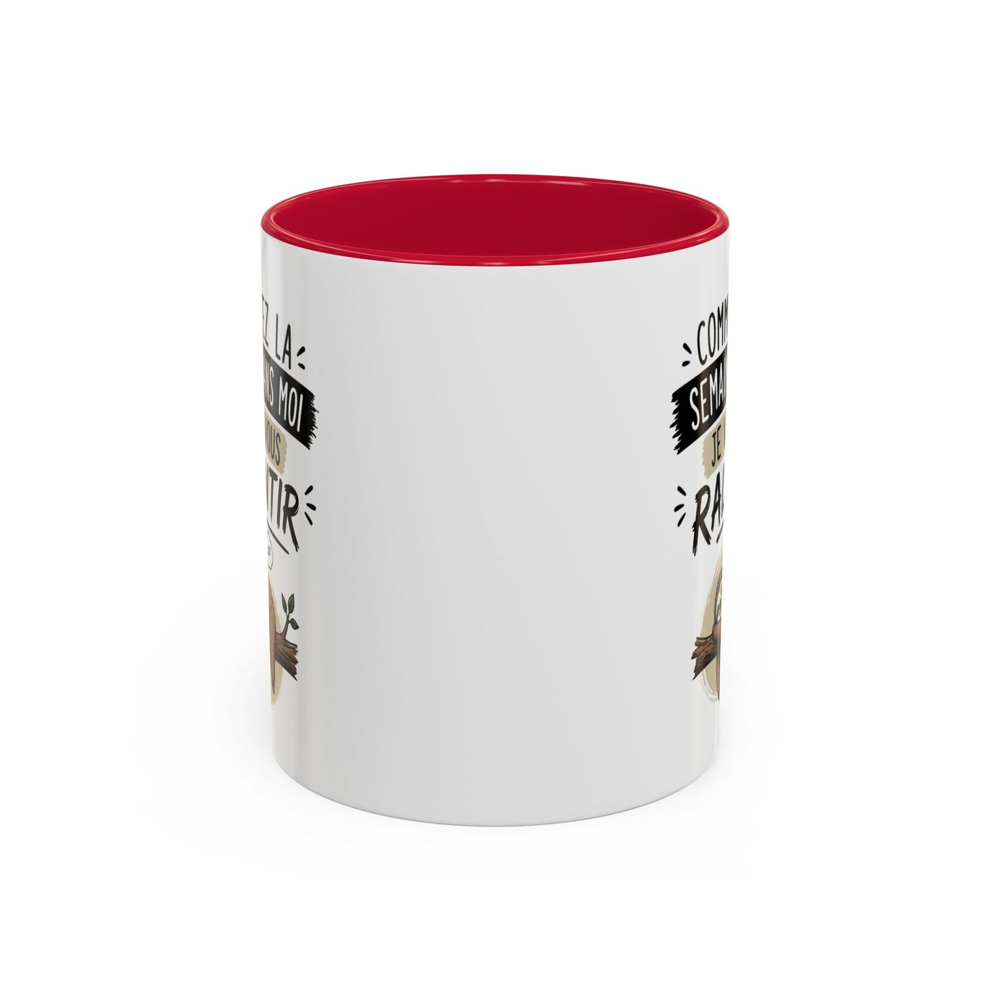 Mug Paresseux Drôle – “Commencez la Semaine Sans Moi” – Tasse Humour Bureau et Fatigue – Cadeau Original Homme Femme – Céramique 325ml Noir Bleu Rouge