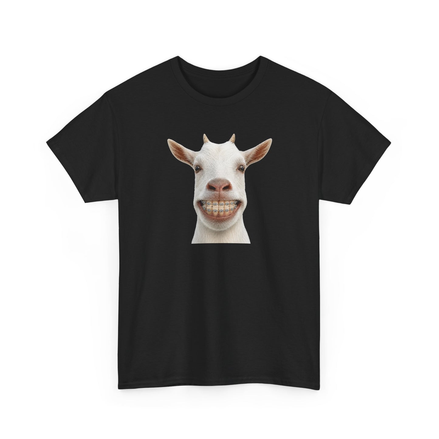 Tee-Shirt Humour Homme et Femme – Chèvre Drôle avec Appareil Dentaire – Idée Cadeau Original Animal Ferme Anniversaire
