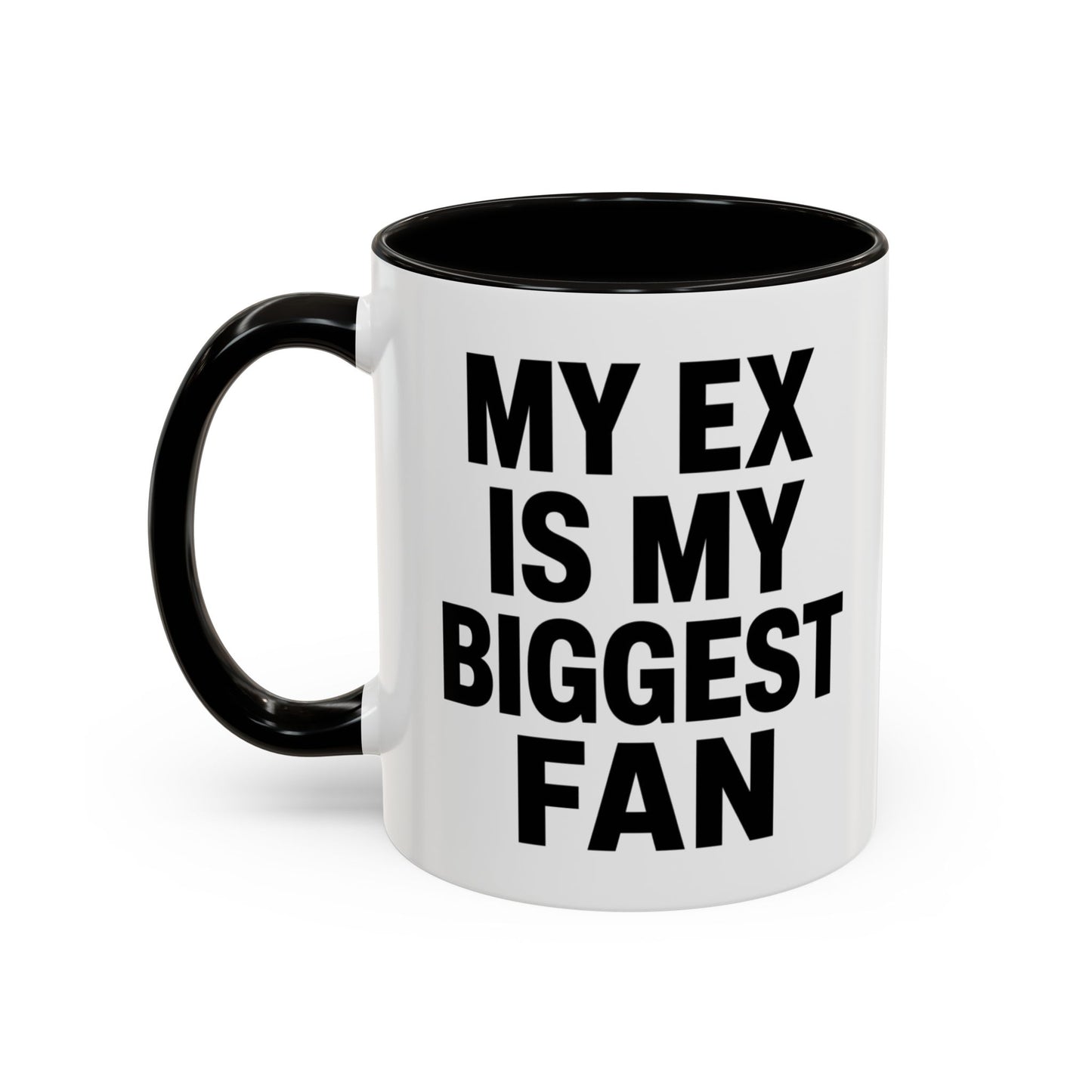 Mug Humour Anglais – My Ex Is My Biggest Fan – Tasse Citation Drôle et Sarcastique – Cadeau Original Céramique 325ml Noir Bleu Rouge