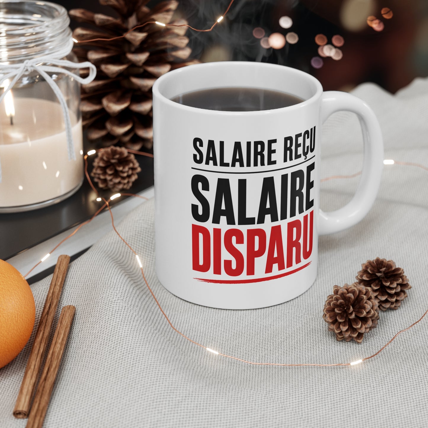 Tasse Salaire Reçu Salaire Disparu – Mug Humour Argent Vintage – Cadeau Drôle Homme Femme 325ml