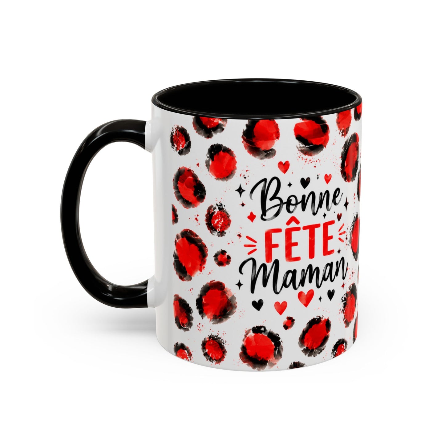 Tasse Bonne Fête Maman – Mug Cadeau Maman avec Cœurs Rouges – Idée Fête des Mères 325ml