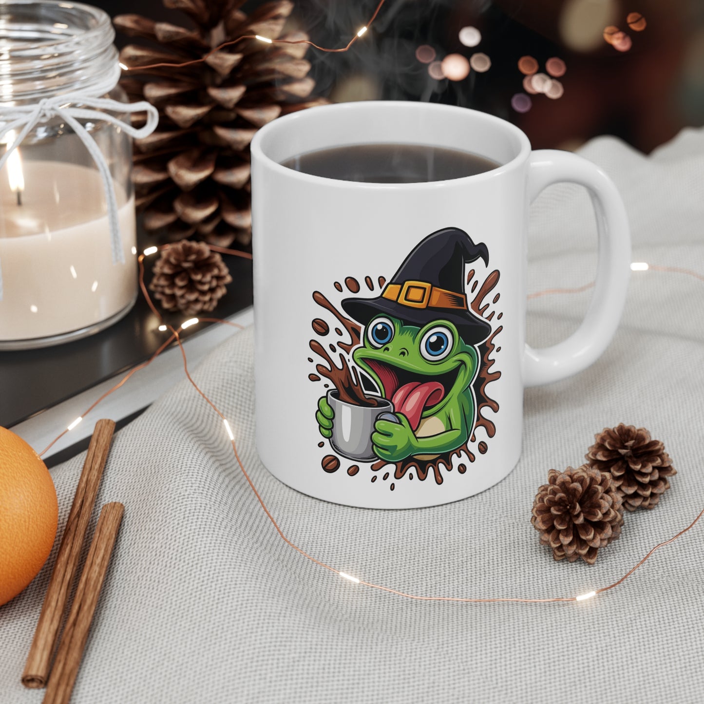Mug Grenouille Sorcière Halloween 325ml – Tasse Céramique Drôle avec Café – Cadeau Original Fête d’Halloween