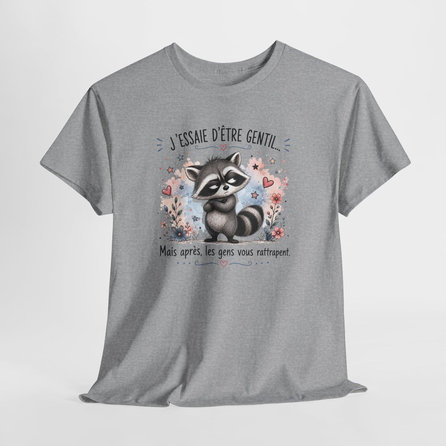 Tee-Shirt Humour Homme et Femme – Raton Laveur Drôle Blasé – Idée Cadeau Original Animal Mignon Anniversaire