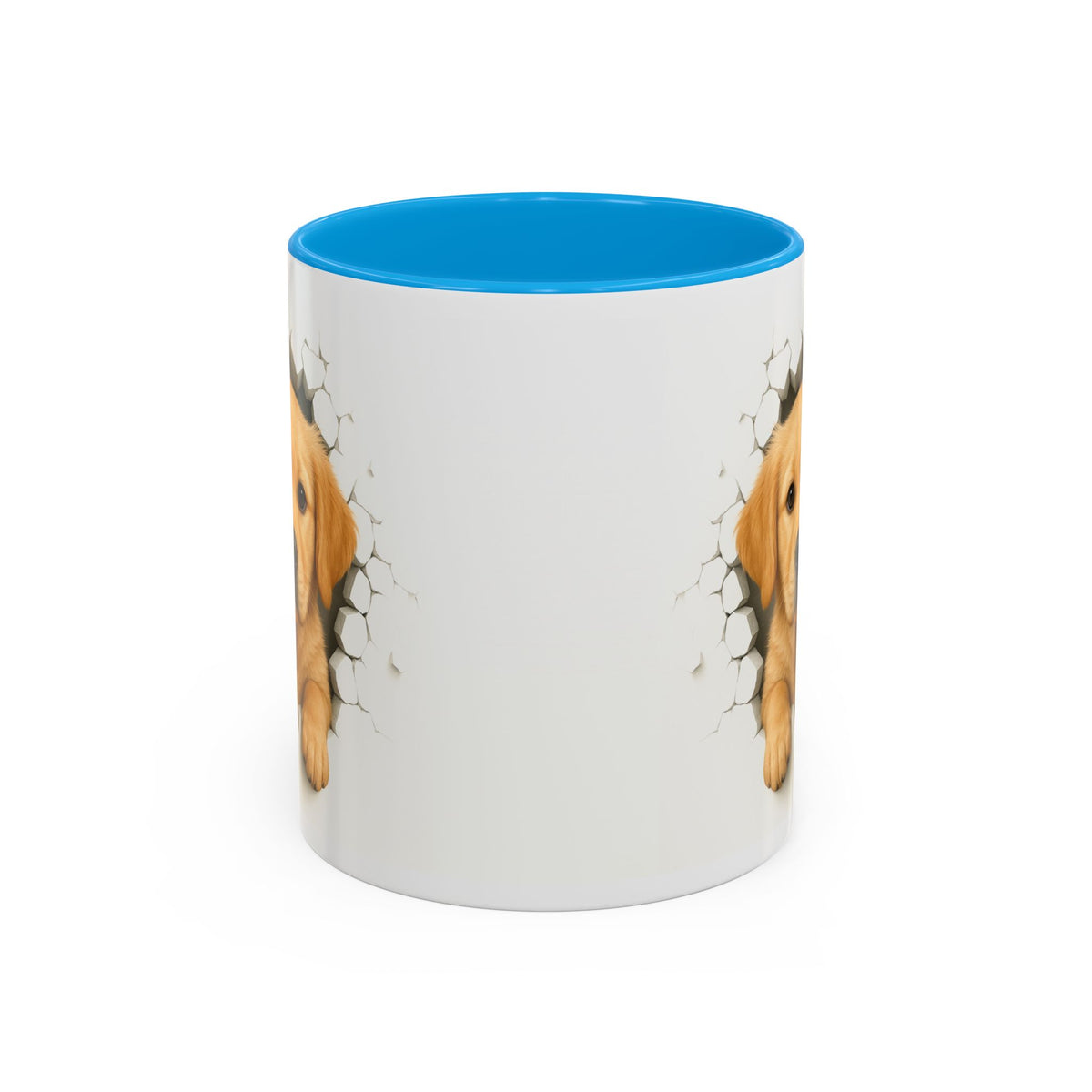Mug Golden Retriever Effet Mur Cassé – Tasse Chien 3D Trompe-l’œil – Cadeau Original Amoureux du Golden Retriever noir bleu rouge