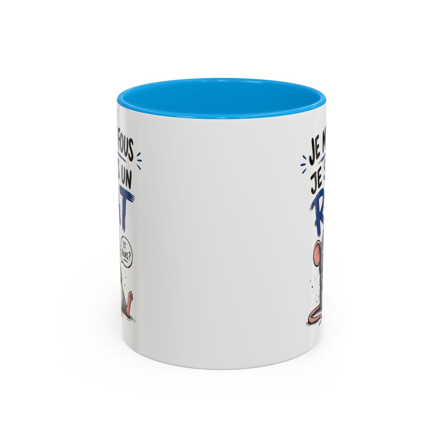 Mug Humour Sarcastique – Je M’en Fous Je Suis Un Rat – Tasse Souris Drôle et Décalée – Cadeau Original Céramique 325ml Noir Bleu Rouge
