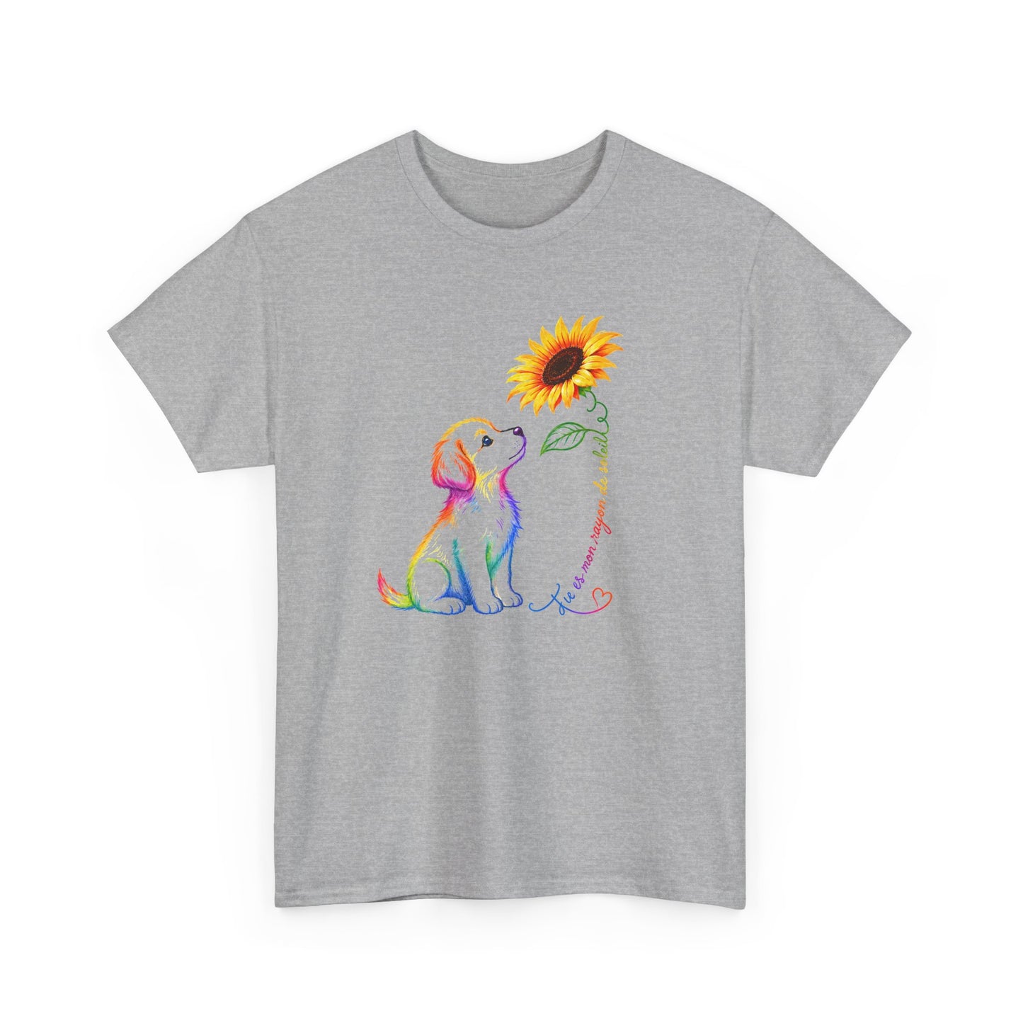 Tee Shirt Femme Chien Tournesol Coloré Amour Animaux Fleur Cadeau Maîtresse de Chien Original