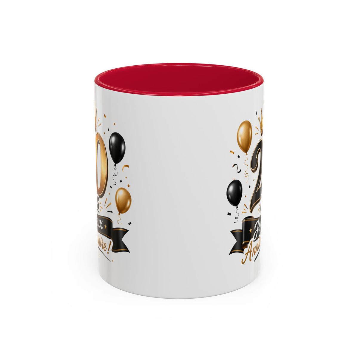 Mug Joyeux 20 Ans – Tasse Anniversaire 20 Ans – Cadeau Original pour Femme Homme – Idée Cadeau 20e Anniversaire Noir Bleu Rouge