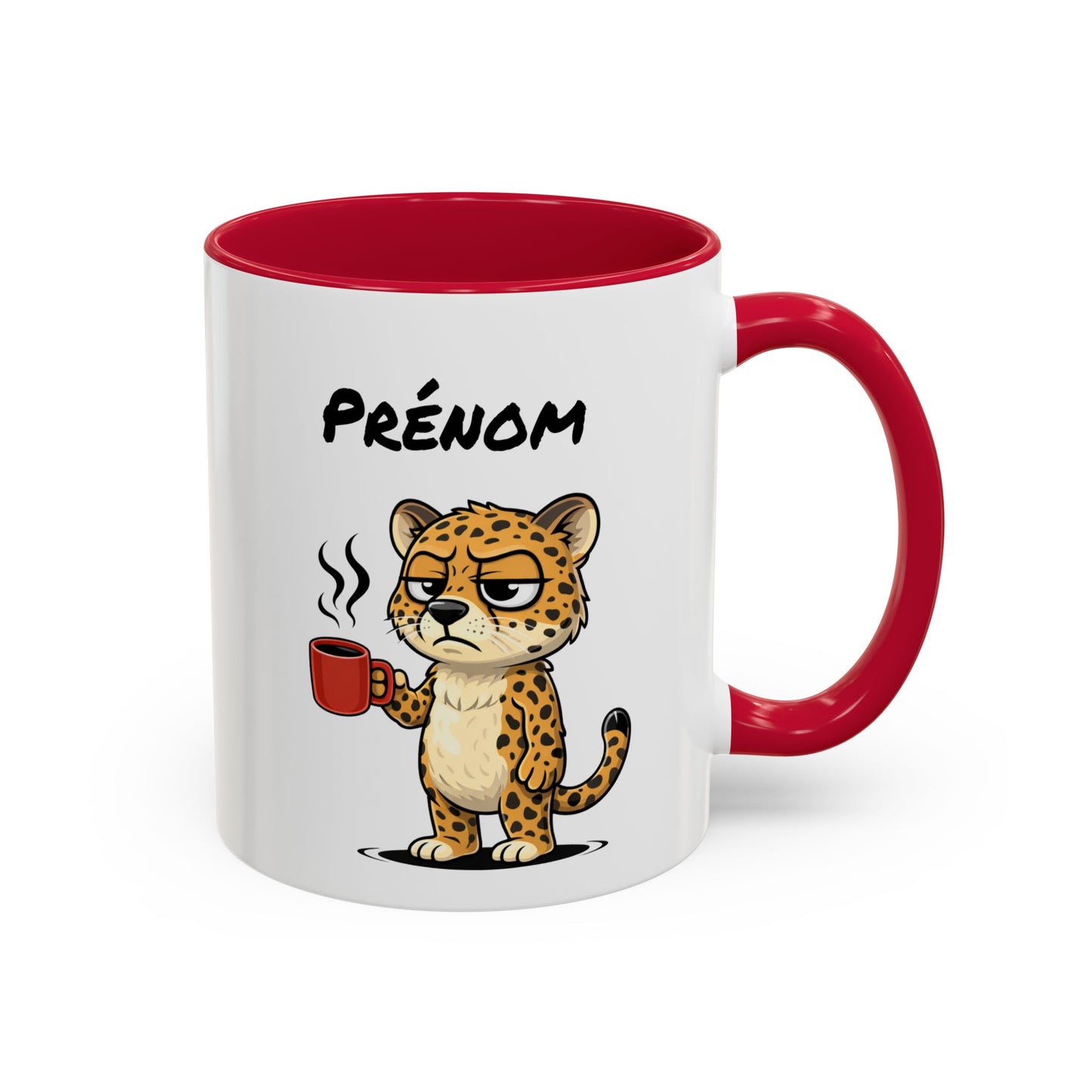 Mug Léopard Fatigué Personnalisable 325ml – Tasse Café Humour Animal Sauvage Drôle Réveil Difficile