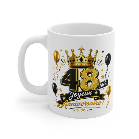 Mug Joyeux 48 Ans – Tasse Anniversaire 48 Ans – Cadeau Original pour Femme Homme – Idée Cadeau 48e Anniversaire