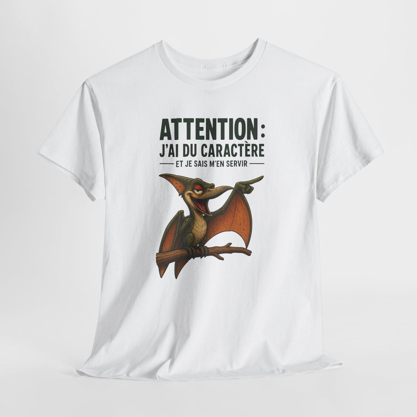 T-Shirt Humour Homme et Femme – Dinosaure Volant Drôle – Gros Caractère Sarcastique – Cadeau Original Anniversaire