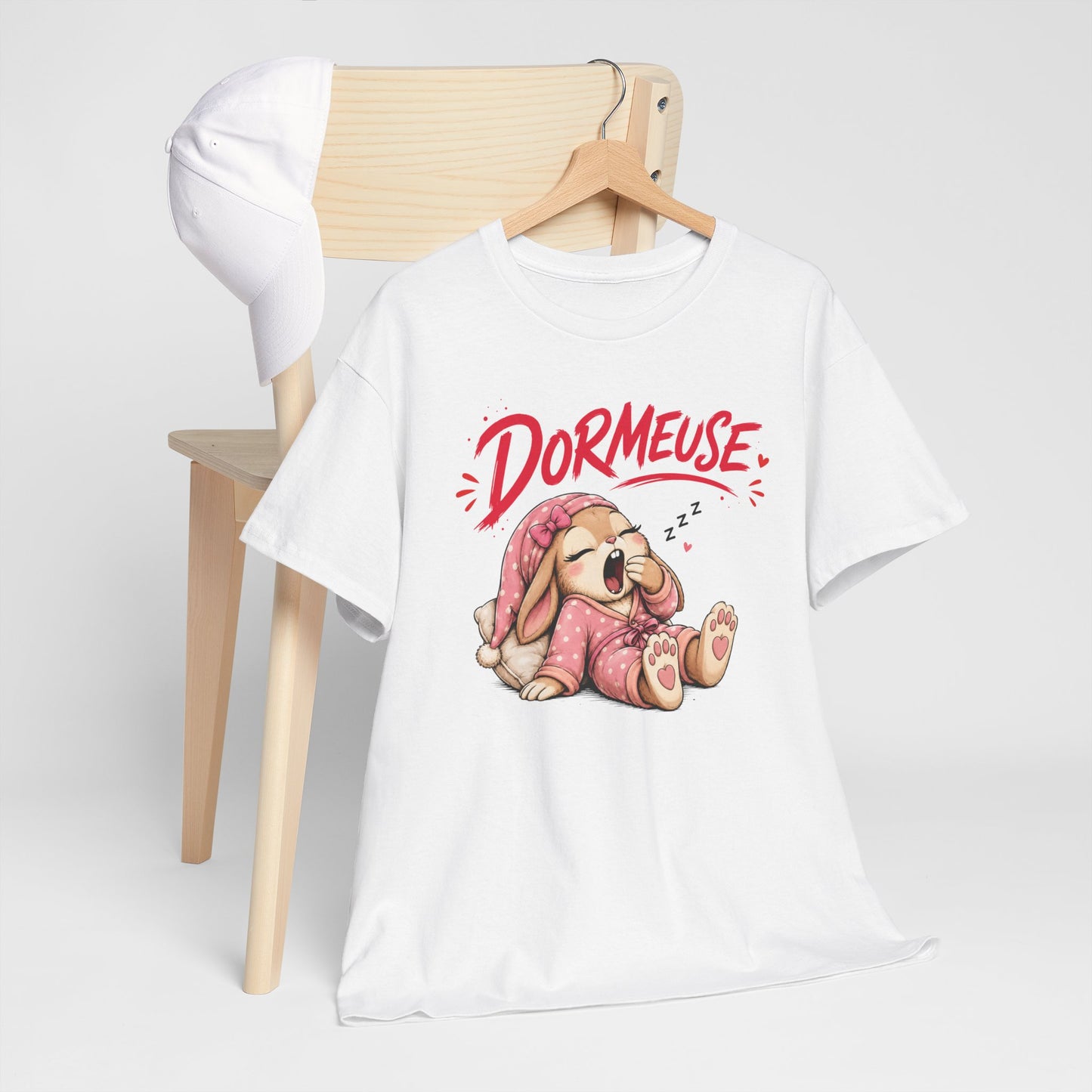 Tee-Shirt Dormeuse – Lapin Mignon Endormi – Cadeau Humour Femme Adulte Amatrice de Siestes