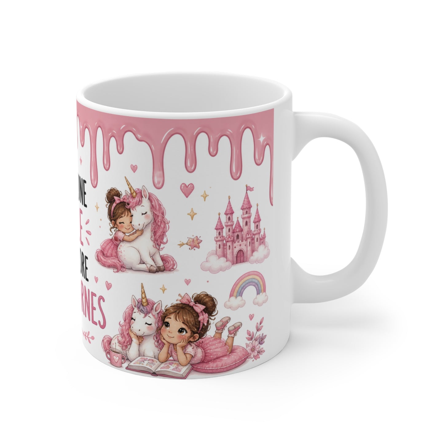 Tasse Juste Une Fille Qui Adore Les Licornes – Mug Licorne Kawaii Princesse Arc-en-ciel Rose – Cadeau Fille Enfant 325ml