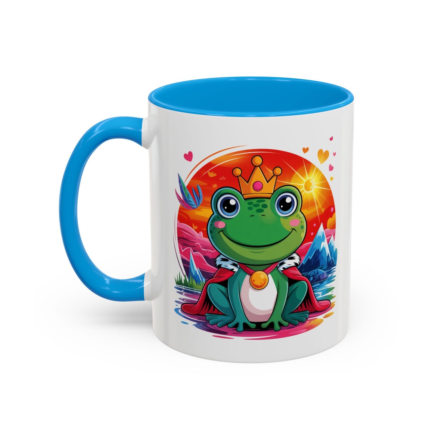Mug Grenouille Prince Mignon – Tasse Animal Couronne Conte de Fées – Cadeau Original Enfant Adulte – Céramique 325ml Noir Bleu Rouge
