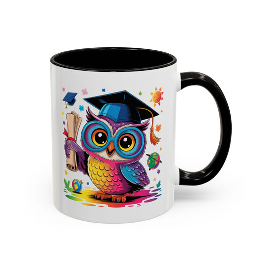 Mug Hibou Diplômé – Tasse Chouette Colorée avec Diplôme et Mortier – Cadeau Étudiant 325ml