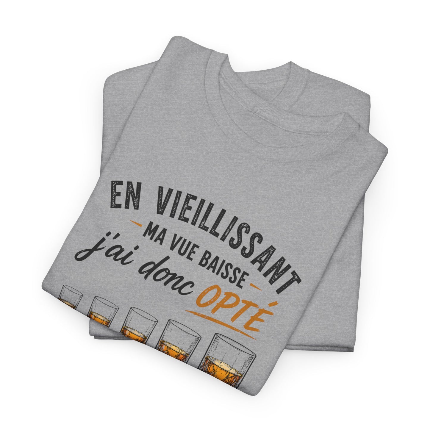 T-Shirt Humour Whisky Verres Progressifs – Tee Shirt Drôle Apéro Alcool Citation Amusante Adulte – Cadeau Ami Amateur Whisky Noir Blanc Gris