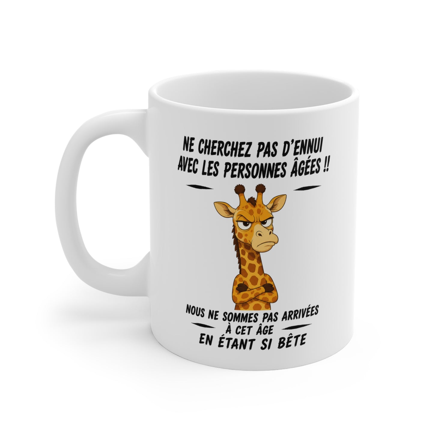 Tasse Retraite Humour – Mug Girafe Drôle Personne Âgée – Cadeau Senior Homme Femme 325ml