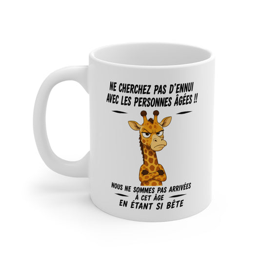 Tasse Retraite Humour – Mug Girafe Drôle Personne Âgée – Cadeau Senior Homme Femme 325ml